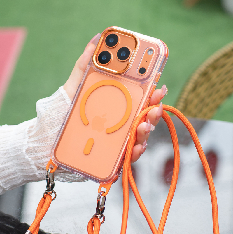 Magnetska zaštita za iPhone 17 Pro Max otporna na padove, visoke prozirnosti, s kaišem za nošenje