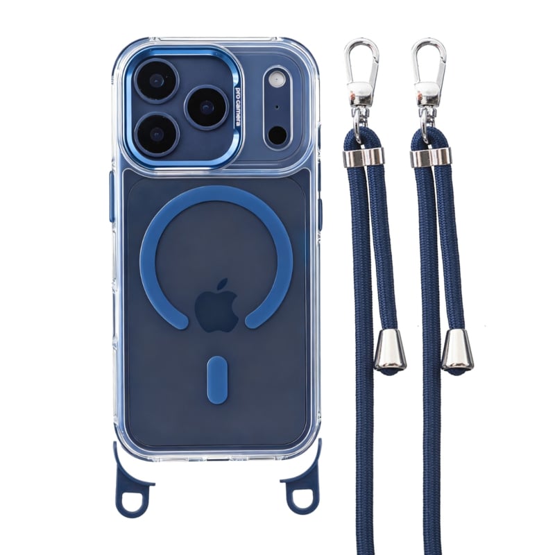 Magnetska zaštita za iPhone 17 Pro Max otporna na padove, visoke prozirnosti, s kaišem za nošenje