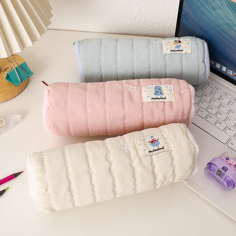 Penar plușat cu design de om de zăpadă, capacitate mare, etui școlar elegant