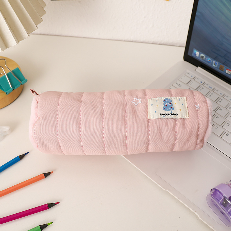 Penar plușat cu design de om de zăpadă, capacitate mare, etui școlar elegant