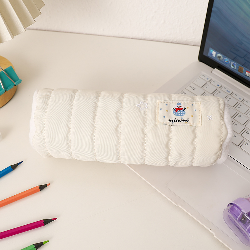 Penar plușat cu design de om de zăpadă, capacitate mare, etui școlar elegant