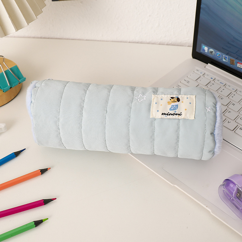 Penar plușat cu design de om de zăpadă, capacitate mare, etui școlar elegant