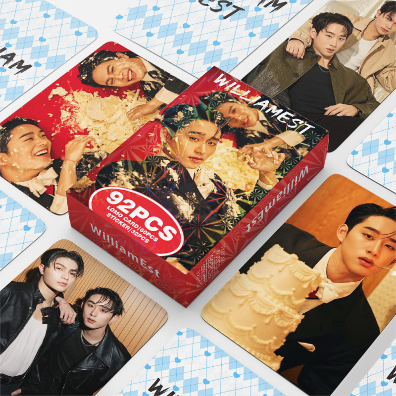 WilliamEst Lomo Cards – 92 de carduri foto de înaltă definiție cu vedete, colecție în cutie, felicitări și stickere