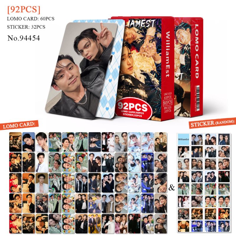 WilliamEst Lomo Cards – 92 de carduri foto de înaltă definiție cu vedete, colecție în cutie, felicitări și stickere
