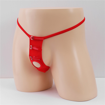 Muški G-String s otvorom, bondage stil, niski struk, uski kroj, otkriva stražnjicu