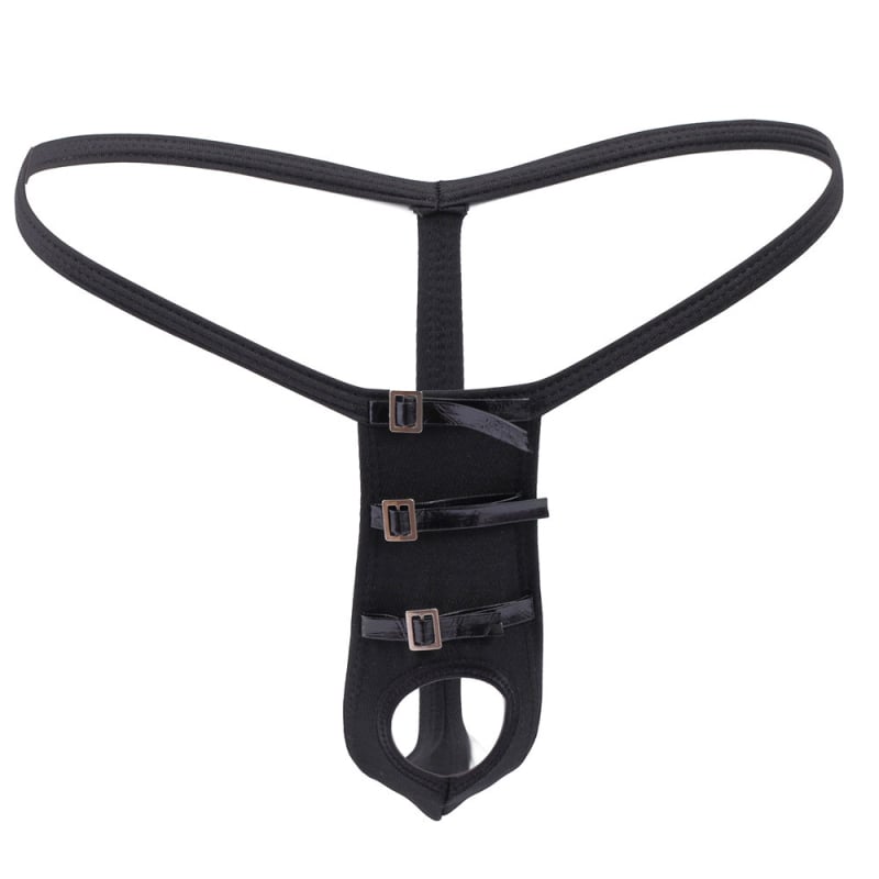 Muški G-String s otvorom, bondage stil, niski struk, uski kroj, otkriva stražnjicu