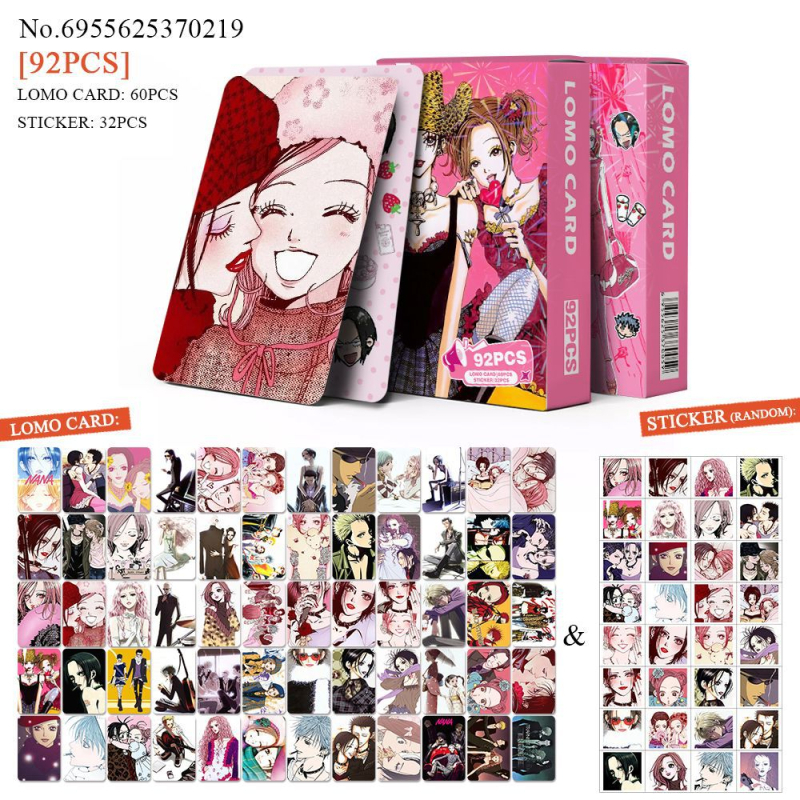Set cu 92 de carduri anime Nana: carduri foto color de înaltă definiție, stickere Nana, felicitări în stil 2D Lomo