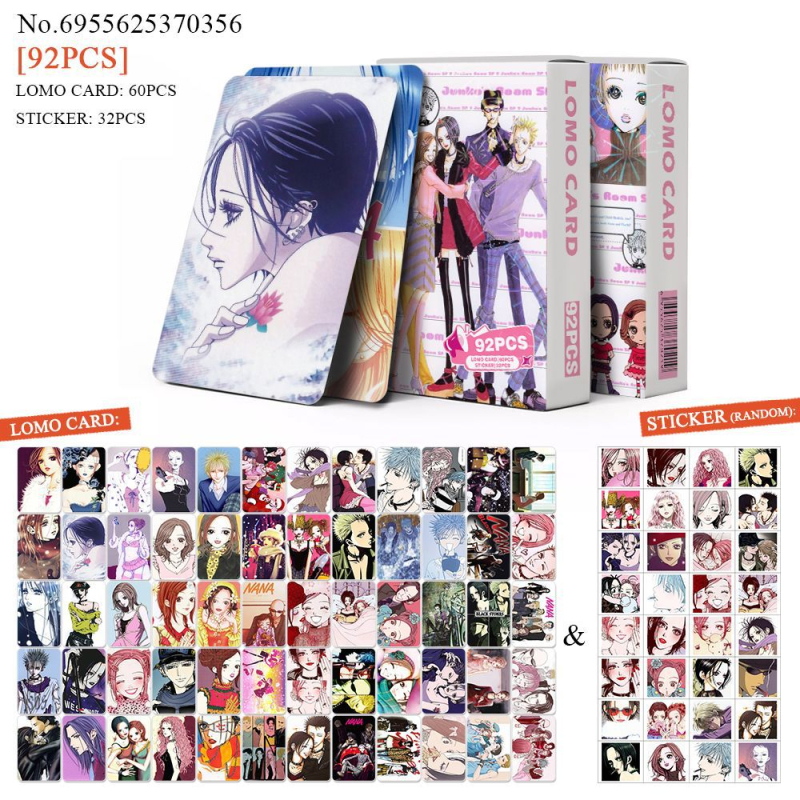 Set cu 92 de carduri anime Nana: carduri foto color de înaltă definiție, stickere Nana, felicitări în stil 2D Lomo