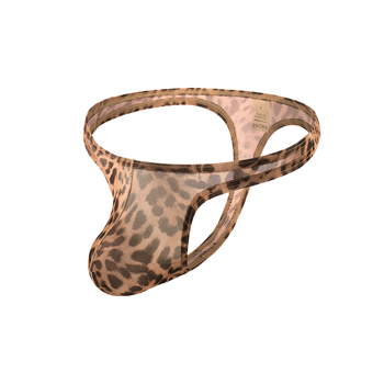 Muške gaćice s leopard uzorkom, niski rez, prozračne, s konturnom džepom, stil T-back