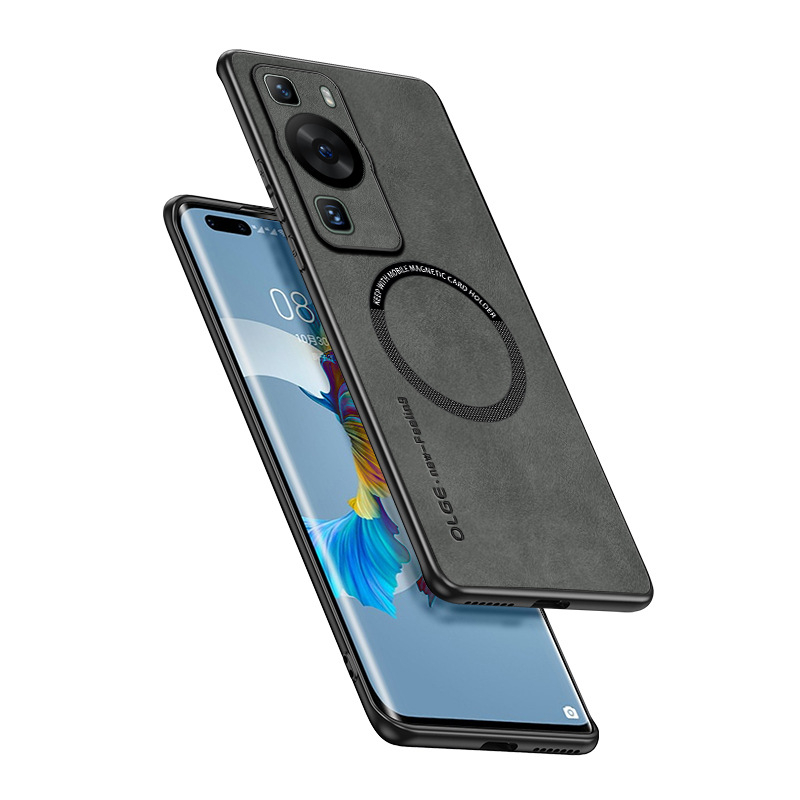 Kućište za Huawei P60, Pura70Pro i P40/P50 – potpuno prekrivanje, mekano kućište od silikona + umjetna koža, MagSafe magnetska zaštita