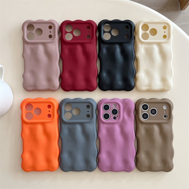 Katic TPU futrola za iPhone 13–17 s jesensko-zimskim jednobojnim bojama i 3D valovnom teksturom