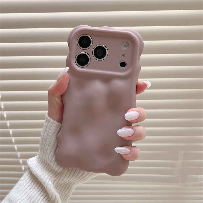Katic TPU futrola za iPhone 13–17 s jesensko-zimskim jednobojnim bojama i 3D valovnom teksturom
