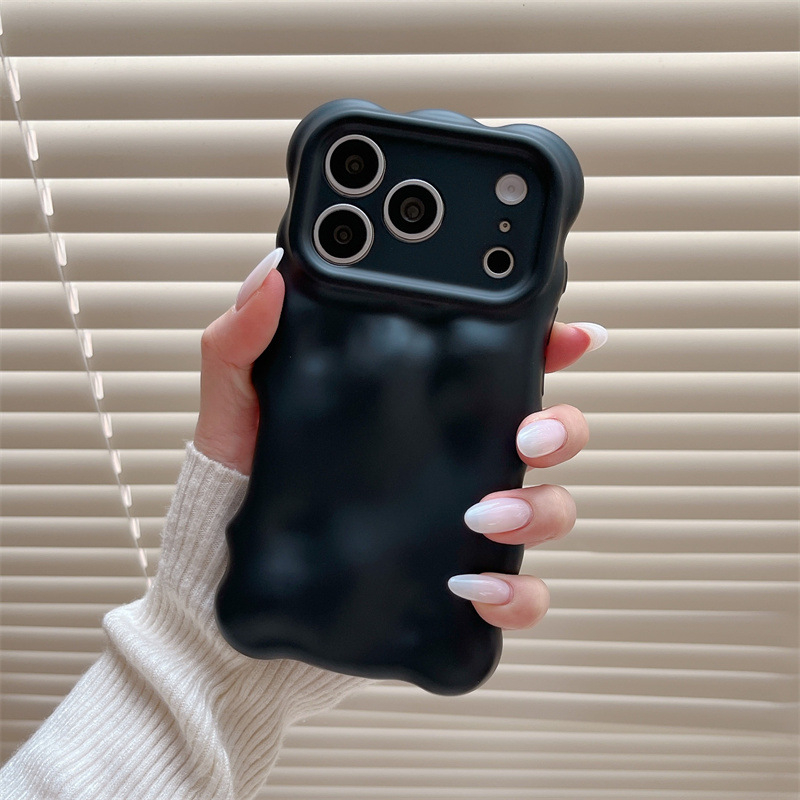 Katic TPU futrola za iPhone 13–17 s jesensko-zimskim jednobojnim bojama i 3D valovnom teksturom