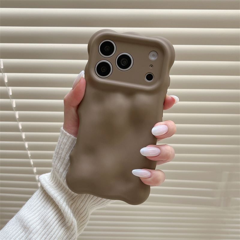 Katic TPU futrola za iPhone 13–17 s jesensko-zimskim jednobojnim bojama i 3D valovnom teksturom