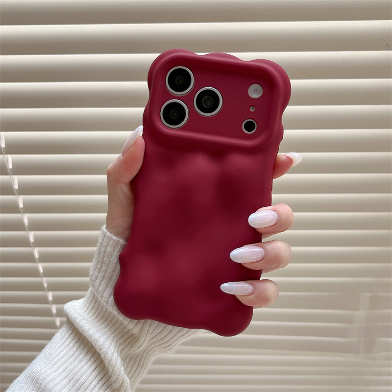 Katic TPU futrola za iPhone 13–17 s jesensko-zimskim jednobojnim bojama i 3D valovnom teksturom