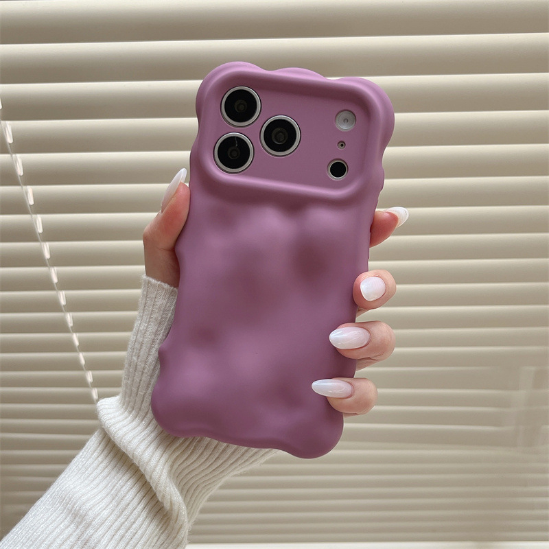 Katic TPU futrola za iPhone 13–17 s jesensko-zimskim jednobojnim bojama i 3D valovnom teksturom