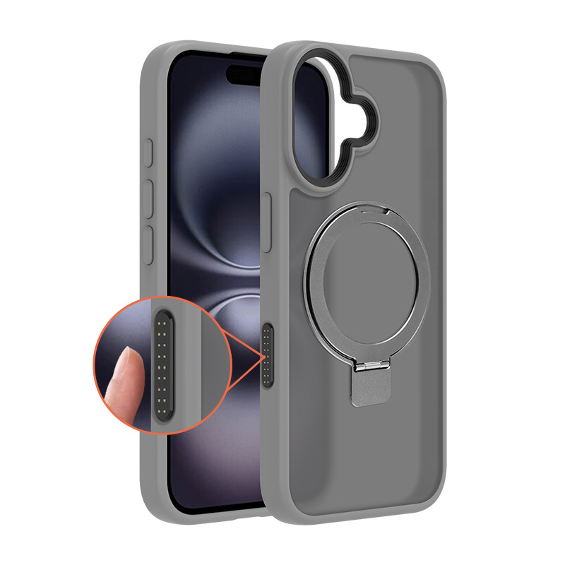 Maska za iPhone 16 s magnetskom podrškom i tipkom za kameru, TPU+PC, otporna na otiske prstiju, koža-sličan dojam, novi stil