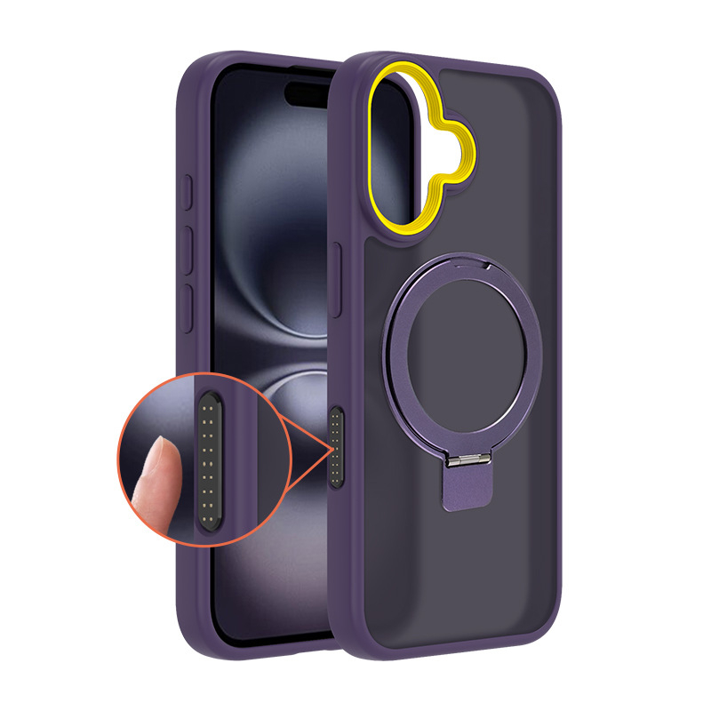 Maska za iPhone 16 s magnetskom podrškom i tipkom za kameru, TPU+PC, otporna na otiske prstiju, koža-sličan dojam, novi stil