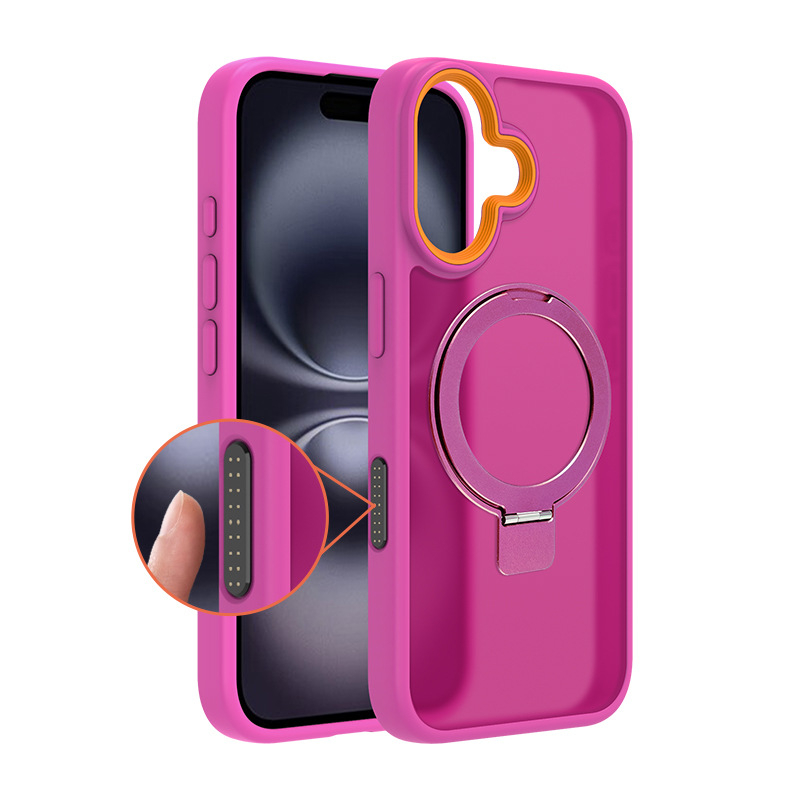Maska za iPhone 16 s magnetskom podrškom i tipkom za kameru, TPU+PC, otporna na otiske prstiju, koža-sličan dojam, novi stil
