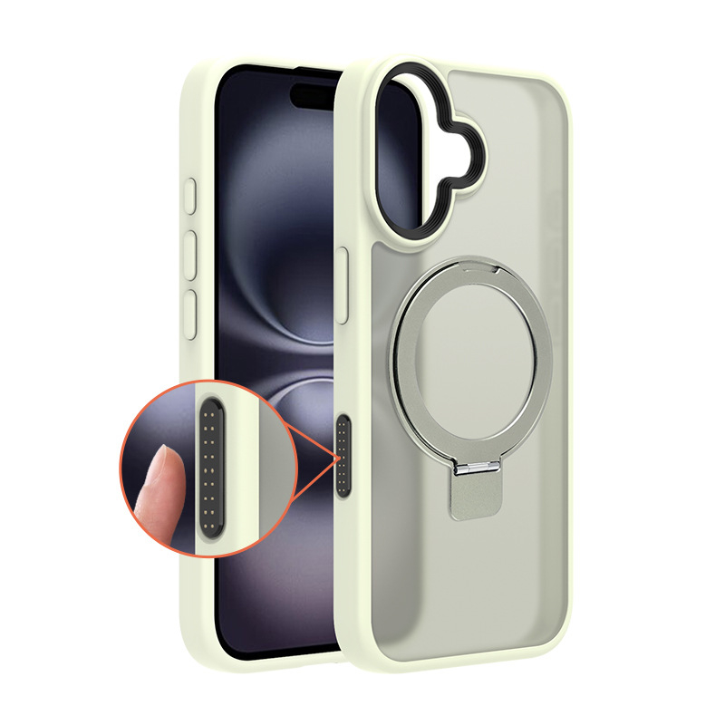 Maska za iPhone 16 s magnetskom podrškom i tipkom za kameru, TPU+PC, otporna na otiske prstiju, koža-sličan dojam, novi stil