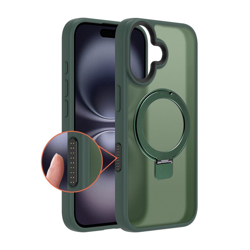 Maska za iPhone 16 s magnetskom podrškom i tipkom za kameru, TPU+PC, otporna na otiske prstiju, koža-sličan dojam, novi stil