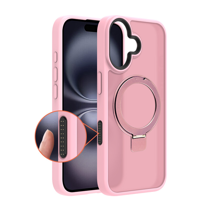 Maska za iPhone 16 s magnetskom podrškom i tipkom za kameru, TPU+PC, otporna na otiske prstiju, koža-sličan dojam, novi stil