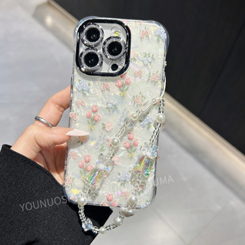 Apple iPhone 16/17 Pro Max zaštitna futrola s motivom školjkastog uzorka i tulipana, potpuno prekrivanje