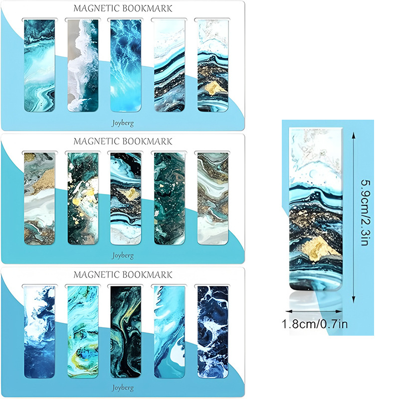 Semne de carte magnetice din PVC, set de 15 bucăți, cu două fețe, modele geometrice colorate, stil anime, accesorii pentru jurnal