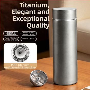 Cană termică din titan pur cu separare ceai-apă, capacitate mare, unisex, ceașcă de afaceri premium cu logo personalizat, en-gros