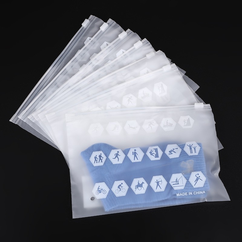 Geantă CPE cu fermoar pentru haine, ambalaj din plastic pentru îmbrăcăminte, închidere auto, potrivită pentru lenjerie și colanți