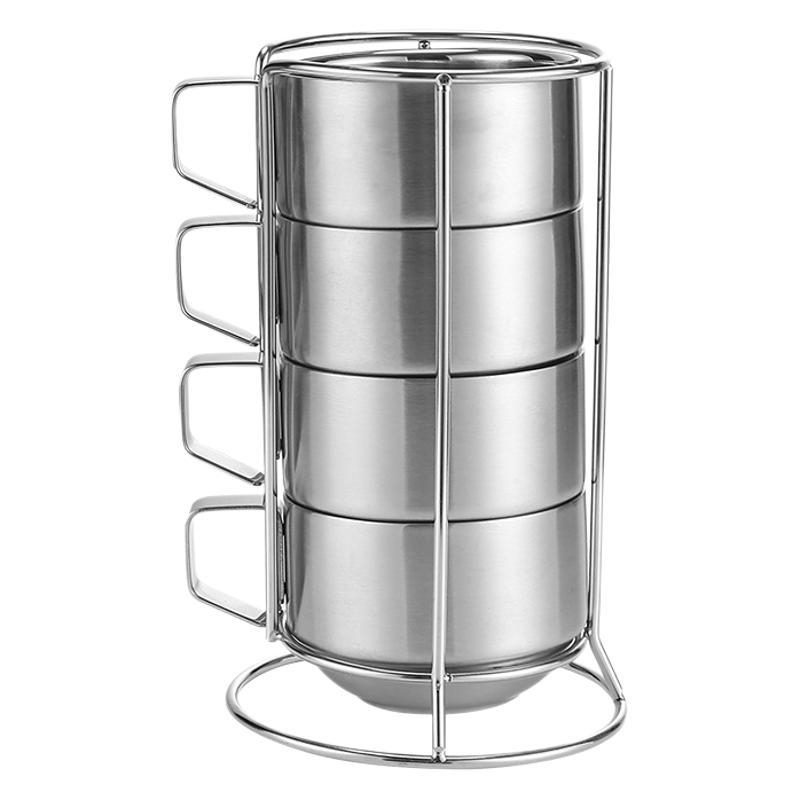 Ceașcă de cafea din oțel inoxidabil, cu pereți dubli, pentru camping în aer liber și drumeții