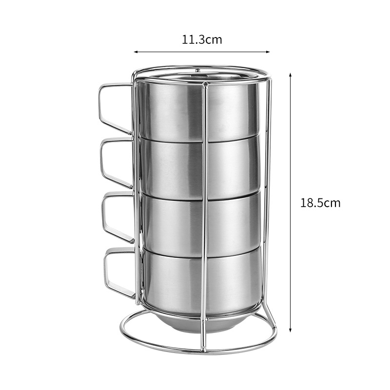 Ceașcă de cafea din oțel inoxidabil, cu pereți dubli, pentru camping în aer liber și drumeții