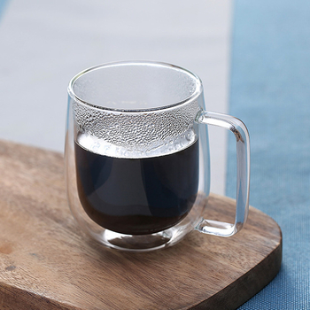 Cană din sticlă borosilicată pentru ceai cu lapte și cafea, un singur strat, transparentă, izolație termică, cu mâner, pentru casă și birou