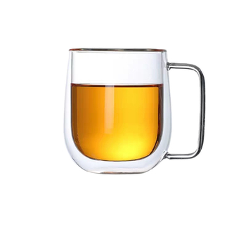 Cană din sticlă borosilicată pentru ceai cu lapte și cafea, un singur strat, transparentă, izolație termică, cu mâner, pentru casă și birou