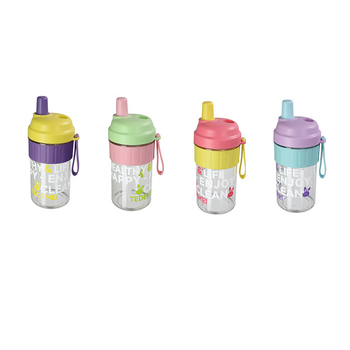 Sticlă de apă personalizată, cu pai, din plastic, portabilă pentru elevi, design desen animat