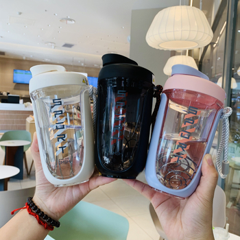 Strawberry Life shaker pentru femei, recipient din plastic pentru apă, pudră proteică și smoothie, design modern