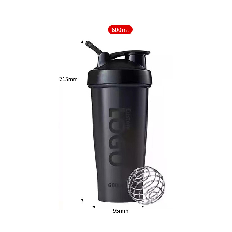 Cana shaker de 600 ml pentru pudră proteică și milkshake – recipient din plastic, sport, portabil, cu opțiune de logo