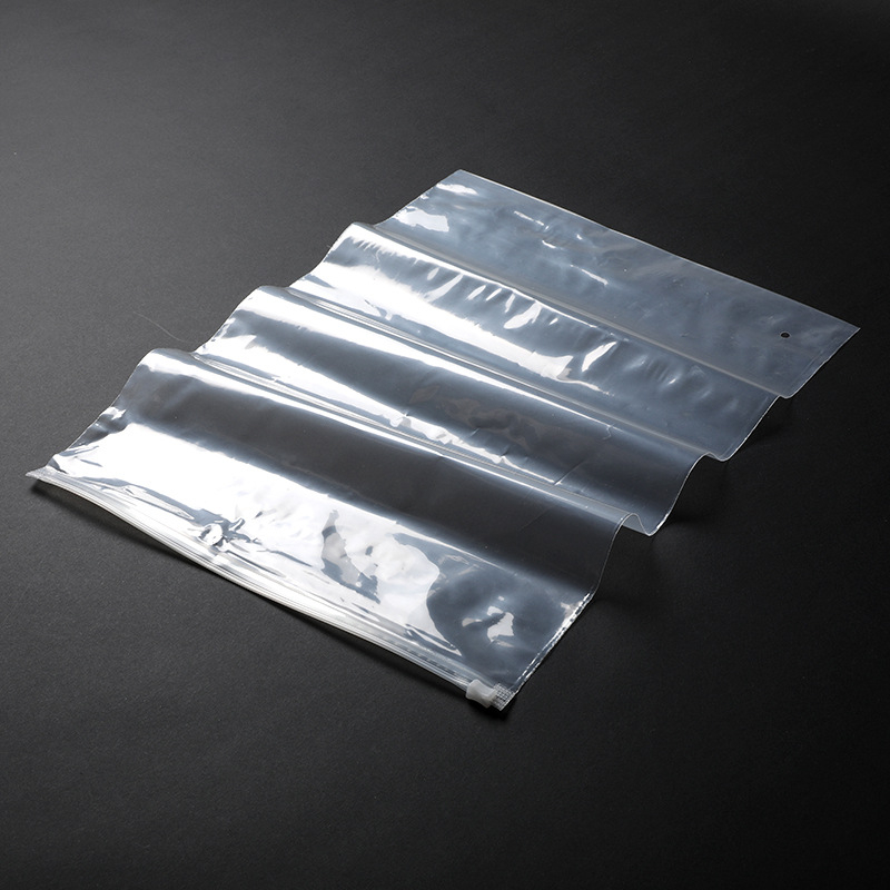 Pungă PE transparentă cu avertisment pentru haine, șosete și lenjerie, închidere automată, pungă din plastic mat