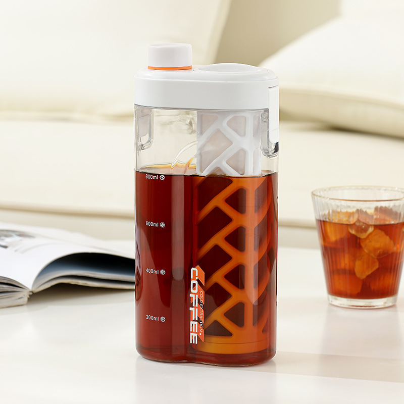 Cană carafă pentru infuzie la rece cu filtru de cafea și scară de măsurare, recipient de apă portabil, capacitate mare, pentru exterior și uz casnic, potrivit pentru frigider