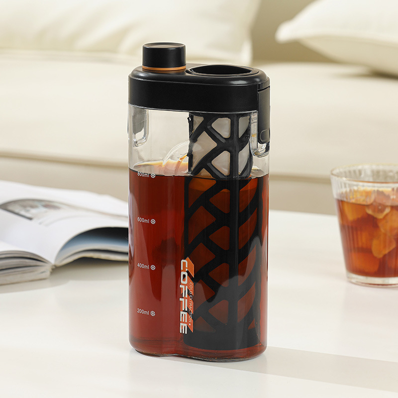 Cană carafă pentru infuzie la rece cu filtru de cafea și scară de măsurare, recipient de apă portabil, capacitate mare, pentru exterior și uz casnic, potrivit pentru frigider