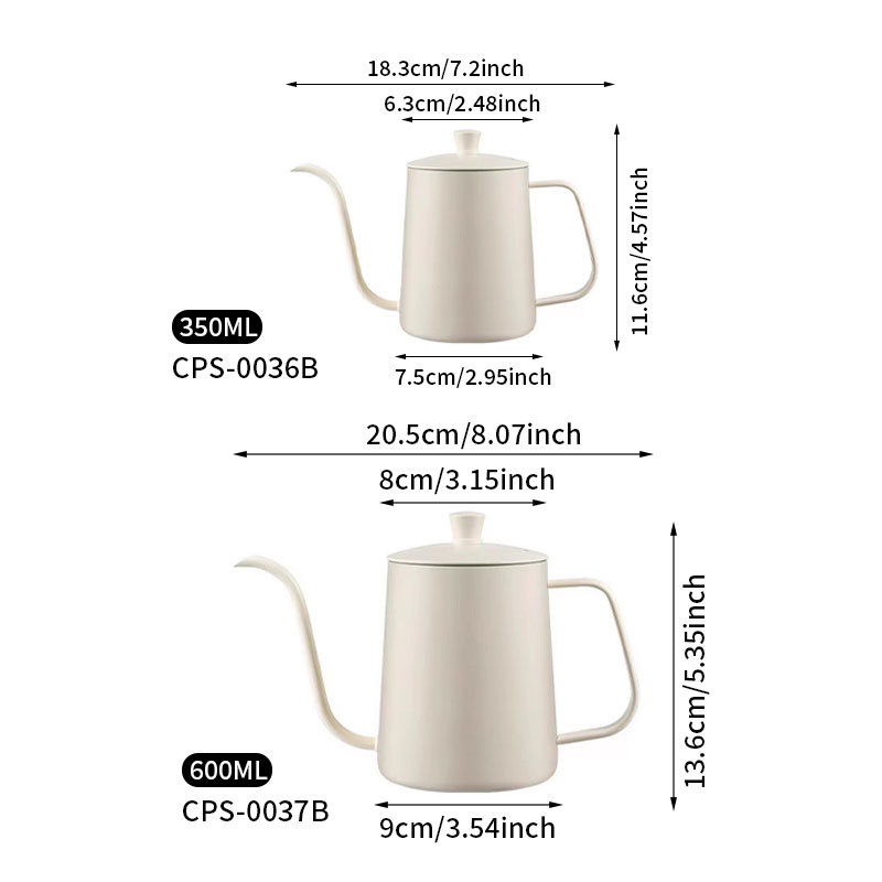 Winwintea ceainic pentru cafea pour-over din oțel inoxidabil 304 cu capac, corp îngroșat, cioc lung și îngust, pentru uz casnic