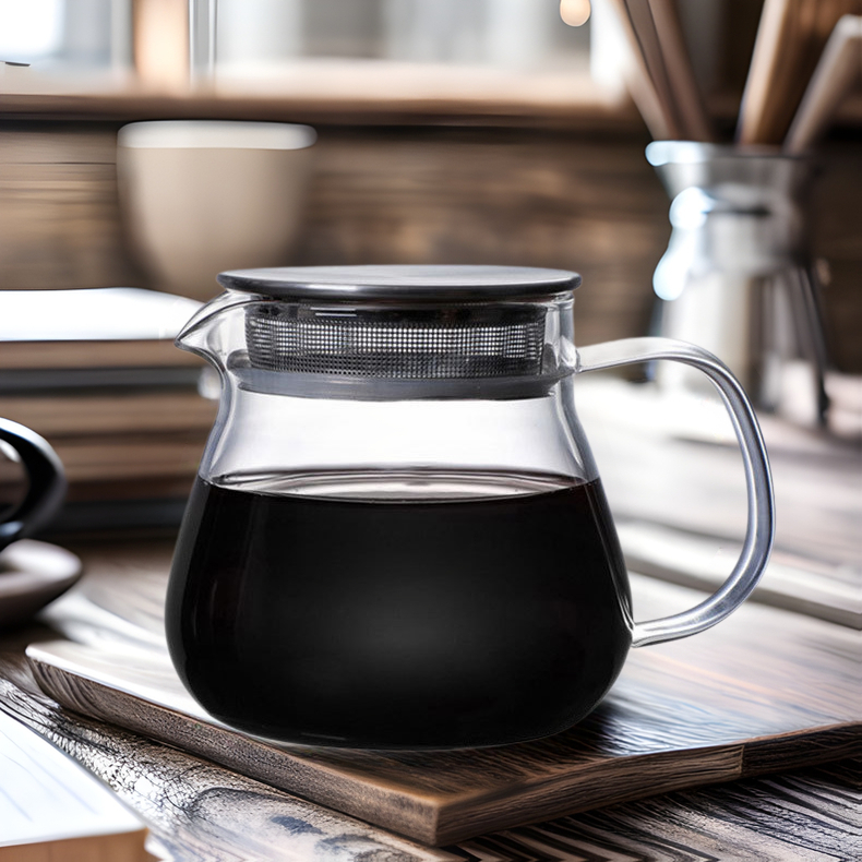 Carafă de cafea din sticlă, portabilă, cu capac și filtru, pentru uz casnic, infuzie la rece și turnare