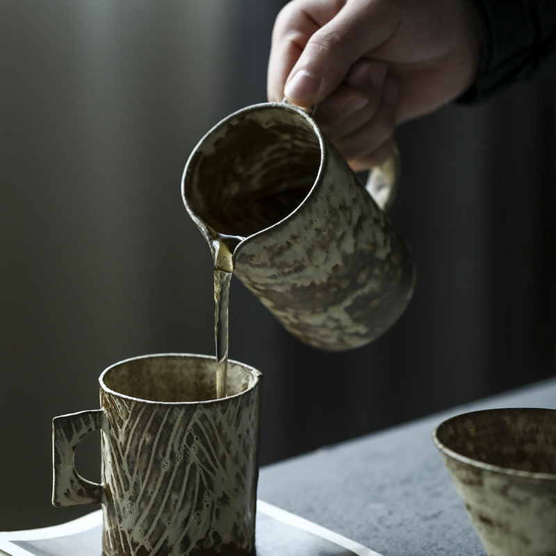 Set ceramic pentru cafea, pentru preparare manuală acasă, cu V60 pour-over și filtru japonez, realizat manual