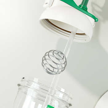 Cană shaker creativă dublă cu bilă din oțel pentru amestec cafelei și pudră proteică, din plastic Tritan, cană de apă pentru elevi