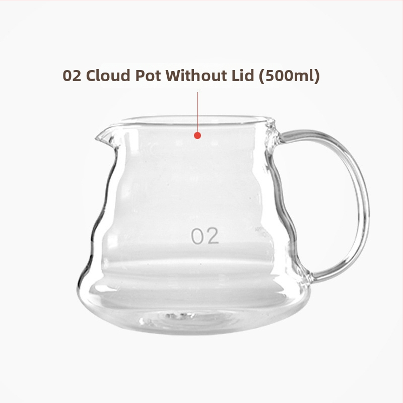 Ručne varná kanvička zo série Cloud, hrubé tepelne odolné sklo, filter na ľadové kvapky, V60 ručné zalievanie, malé šálky, možné zohriať
