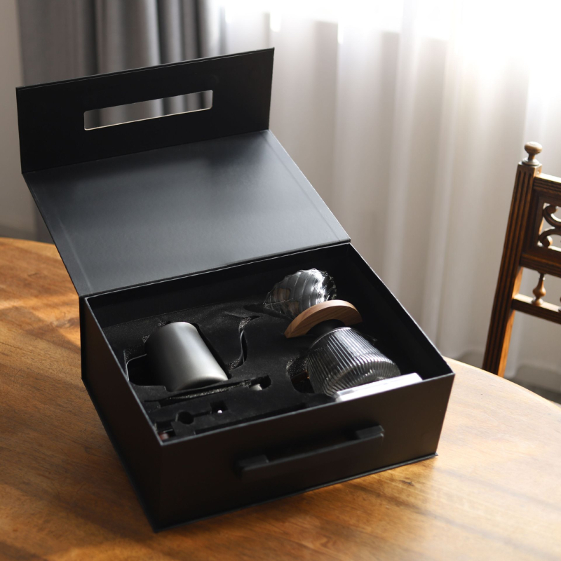 Set de cafea pour-over cu râșniță manuală și ceainic de turnare – cutie cadou pentru exterior și uz casnic