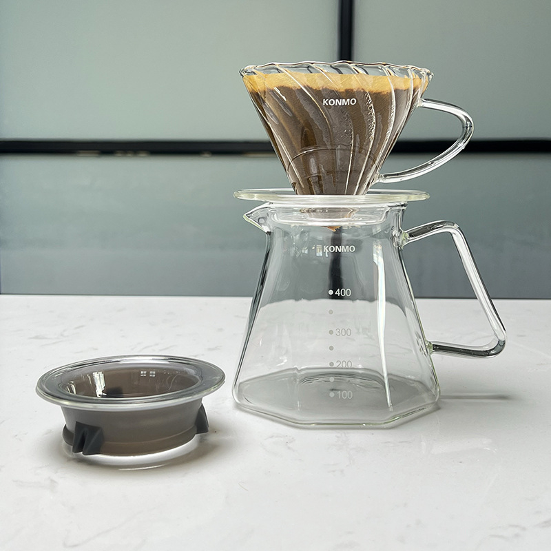 Moka pot din sticlă borosilicat de înaltă temperatură, realizare manuală, design inspirat de nori, aparat pentru infuzie, gri fumuriu, rezistent la temperaturi