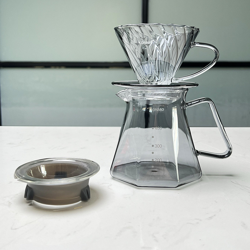 Moka pot din sticlă borosilicat de înaltă temperatură, realizare manuală, design inspirat de nori, aparat pentru infuzie, gri fumuriu, rezistent la temperaturi