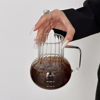 Ceainic din sticlă borosilikat rezistent la căldură pentru cafea pour-over, cu mâner