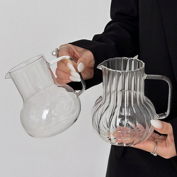 Ceainic din sticlă borosilikat rezistent la căldură pentru cafea pour-over, cu mâner